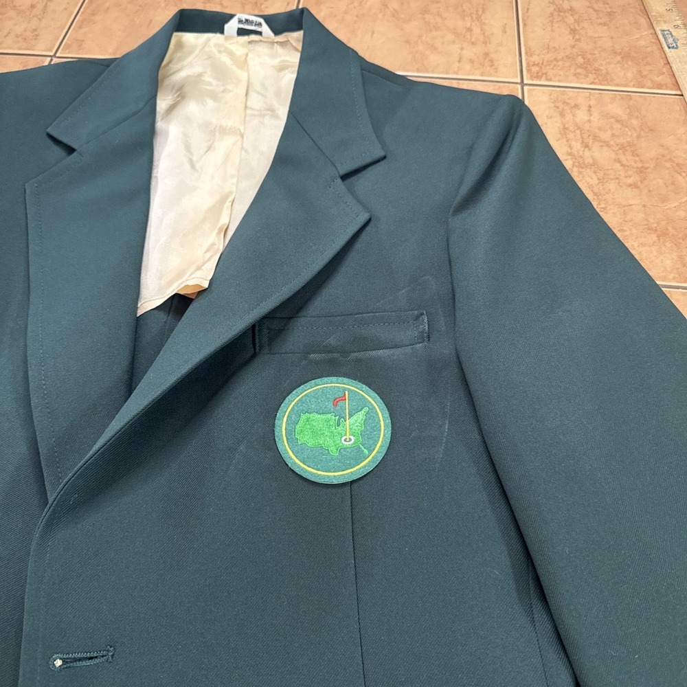 Custom Blazer Sz 38R Green Solid Masters Golf Patch Gold Buttons Sport Coat USA - Picture 4 of 10